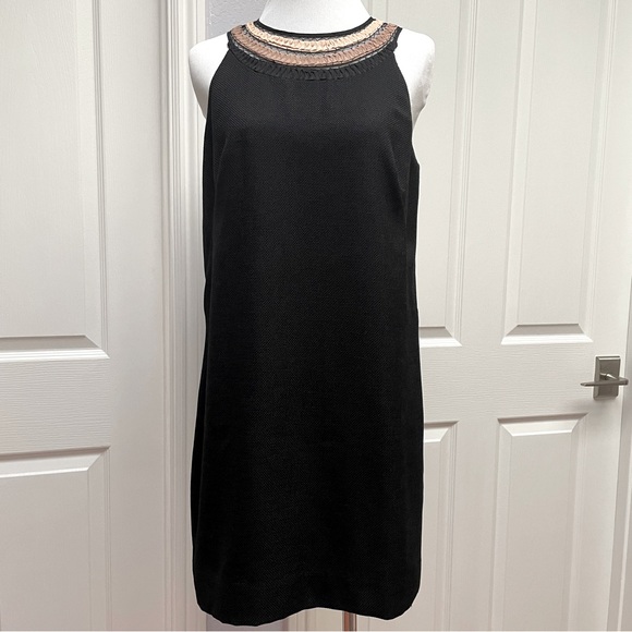Ann Taylor sheath black dress size 4 with neckline detailing - Picture 1 of 9